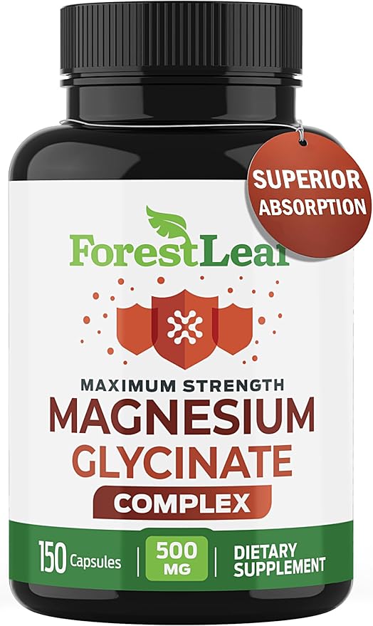 Magnesium Glycinate 500mg Complex - Magnesium Supplement Capsules for Sleep and Calmness - Non-GMO, 3rd Party Tested - 150 Pills for Women & Men by ForestLeaf