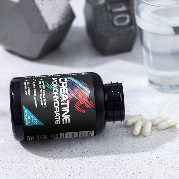 Creatine Monohydrate Capsules 3000mg - Micronized Creatine Nutritional Supplement - Lean Muscle Growth, Workout Performance, Energy & Endurance Support - 750mg per High Absorption Capsule - 120 Count