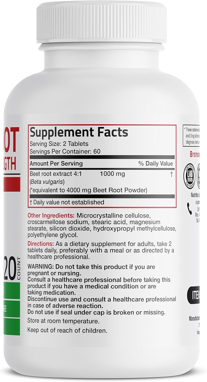 Bronson Beet Root Double Strength, Non-GMO, 120 Vegetarian Tablets