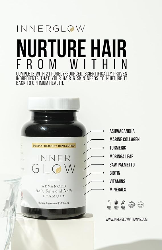 Advanced Hair, Skin & Nails Vitamins – Doctor-Developed Hair Supplement with Biotin, Collagen Peptides, Vitamin E & B12 – Clinically Tested 12-Week Results, Made in USA, Non-GMO