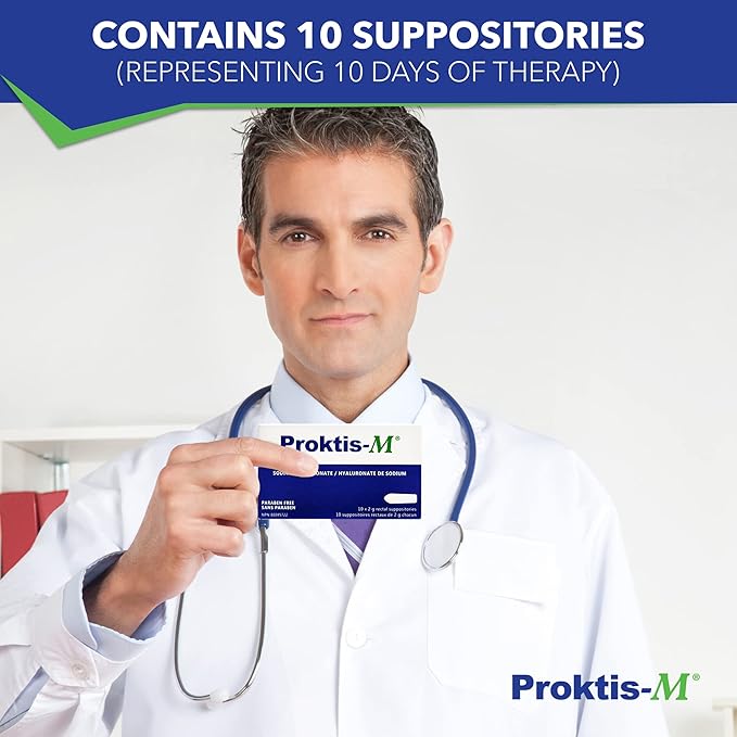 Natural, Non-Steroidal Rectal Suppositories, with Hyaluronic Acid, for Healing of Anus and Rectum, in Conditions Such as Hemorrhoids and Anal fissures,10 count