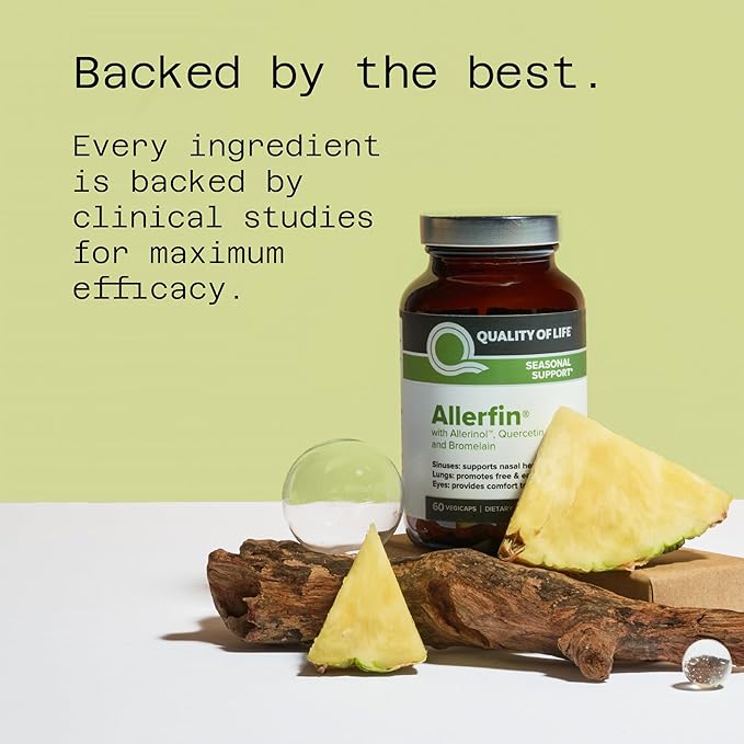Quality of Life Premium Sinus Relief Supplement – Helps Support Sinus, Nasal, Lung, Seasonal & Allergy Relief - Includes Bromelain, Quercetin, Stinging Nettle & Allerinol – 60 Vegetable Capsules