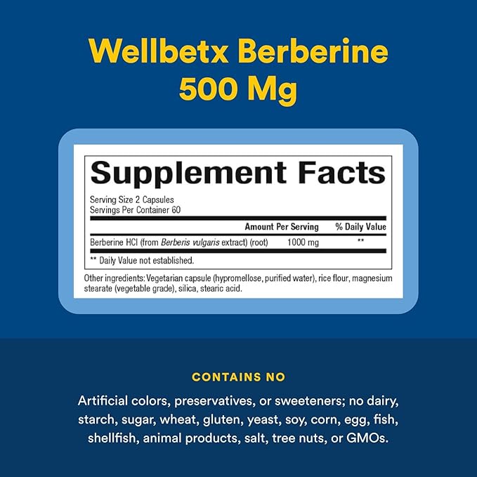 Natural Factors WellBetX Berberine, 1000mg, 120 Capsules
