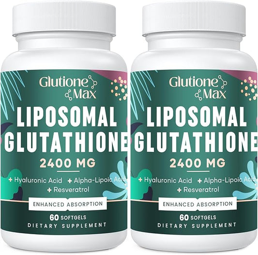 8-in-1 Liposomal Glutathione 2400 MG, High Absorption Antioxidant Formula – with Hyaluronic Acid, Alpha-Lipoic Acid, Resveratrol - Skin, Liver Detox & Immune System, 120 Softgels