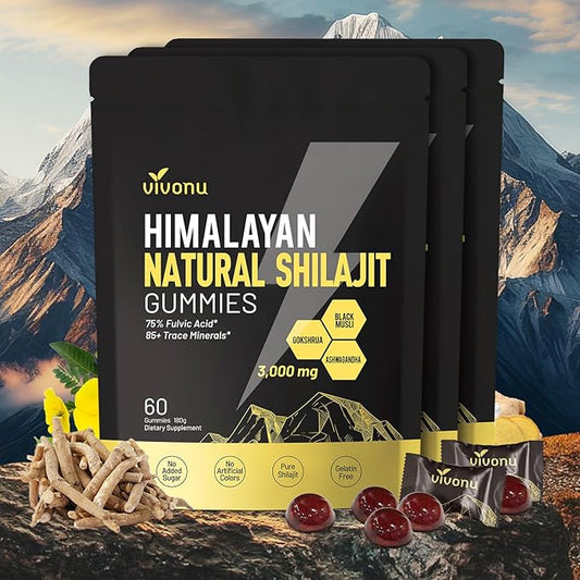 Shilajit Gummies, Shilajit micronutrient supplement, Himalayan premium ingredient Shilajit - Ashwagandha, Gokshura, Fulvic Acid & 85+ Trace Minerals I for Men, Women I Non-GMO I 100% Natural & Organic