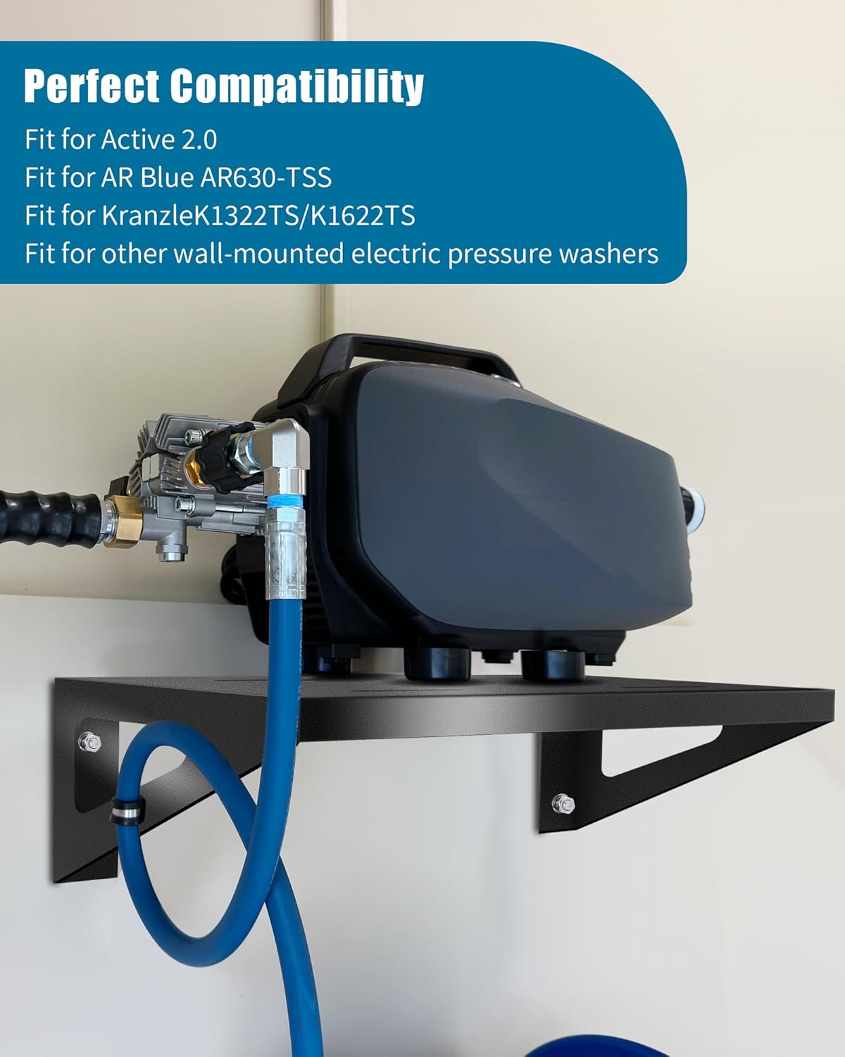 Heavy Duty Metal Pressure Washer Shelf, 20" x 12" Wall Mount Electric Pressure Washer Bracket Shelf, Fit for Garages Workshops Sheds