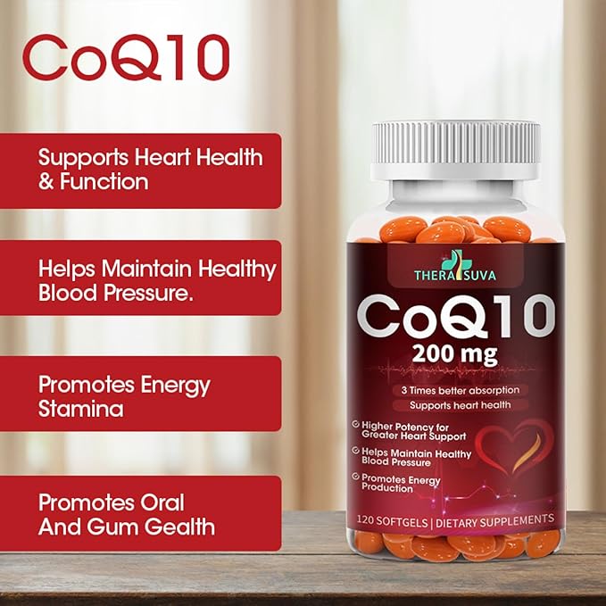 High-Absorption CoQ10 200 mg – Gluten-Free Softgels for Heart, Stamina & Brain Support | 120 Count (60-Day Supply)