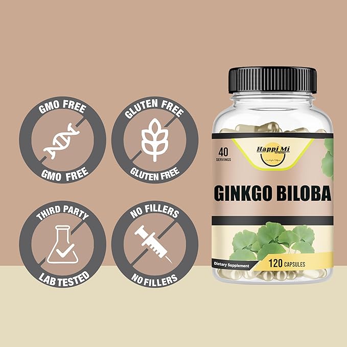 Ginkgo Biloba 1800mg, Ginkgo Biloba Organic, Memory & Brain Function Support, Improves Concentration and Cognitive Support, Clarity, 120 Veggie Caps, Non GMO, 120Caps