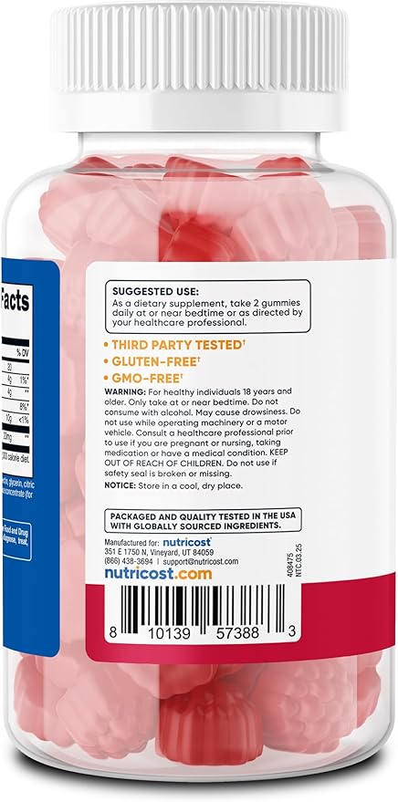 Nutricost Melatonin Gummies 20mg per Serving (180 Strawberry Flavored Gummies) - Gluten-Free
