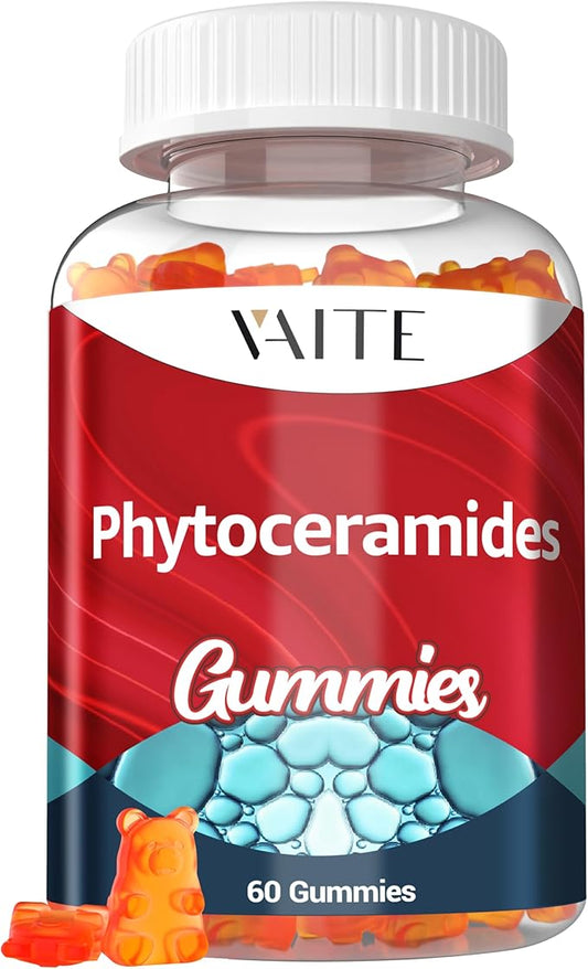 Phytoceramides Supplements Skin Hydration - 1000mg Gummies for Radiance & Youthful, Plant-Based Beauty Antioxidant Supplement for Women & Men, Supports Smoothness & Texture, 60 Vegan Chewables