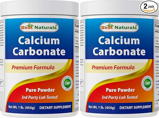 2 Pack - Best Naturals Calcium Carbonate Powder 1 Pound (Total 2 Pound) - Food Grade