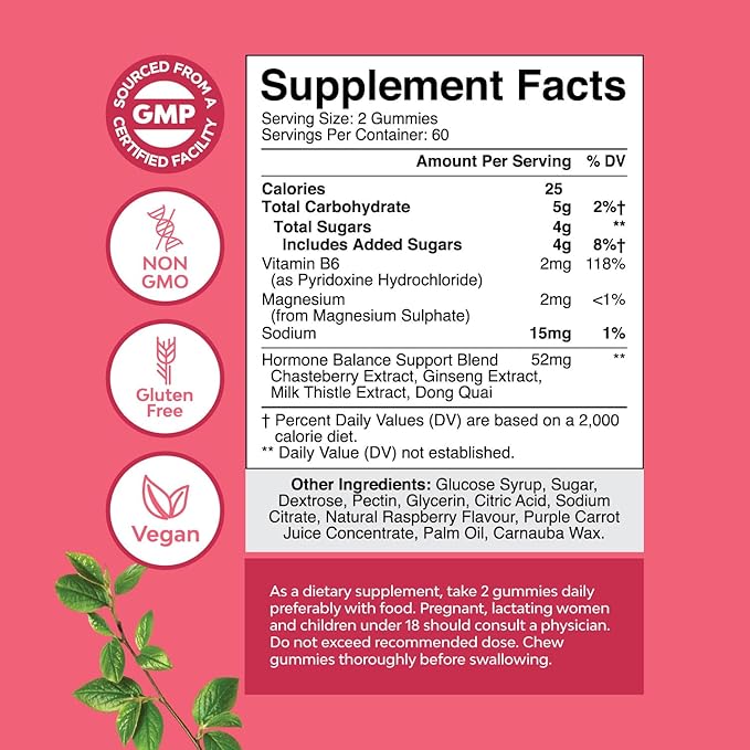 Hormone Balance for Women Gummies of All Ages - PMS Support Supplement for Women to Support Menstrual Cycle & Hormonal Balance Menopause & Mood Swings with Vitamin B6 & Dong Quai - 120 Chews