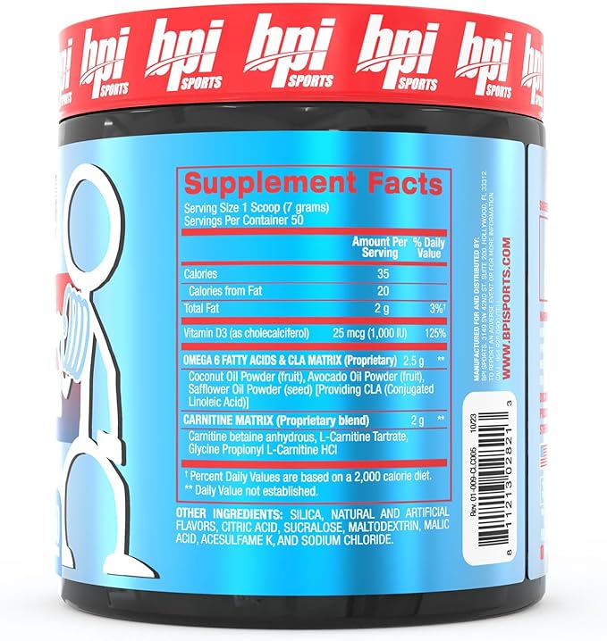 BPI Sports CLA+Carnitine – CLA L Carnitine & Linoleic Acid – L Carnitine Supplement for Weight Loss, Metabolism & Lean Muscle – Caffeine Free – Rainbow Ice – 50 Servings – 12.34 oz