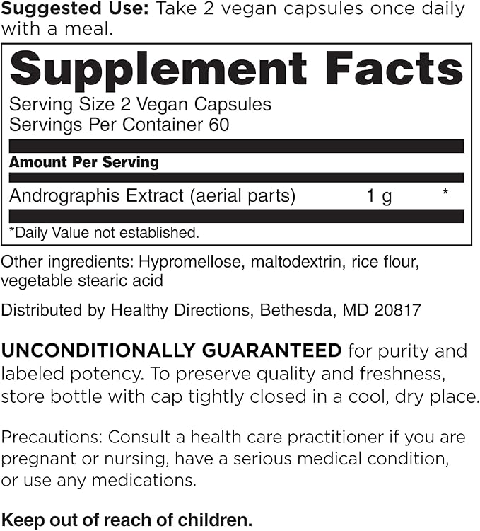 DOCTORS' PREFERRED Andrographis Extract - 1,000 mg/Serving, 120 Vegan Capsules