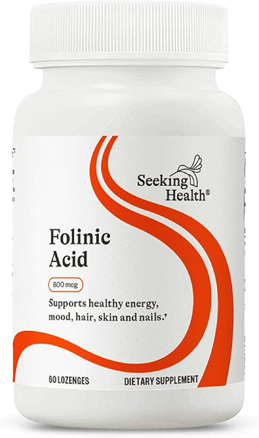 Seeking Health Folinic Acid, 1360 mcg DFE Folinic Acid to Support Homocysteine Levels, Methylation, Cognitive Function, and Energy, Vegan and Vegetarian (60 lozenges)*