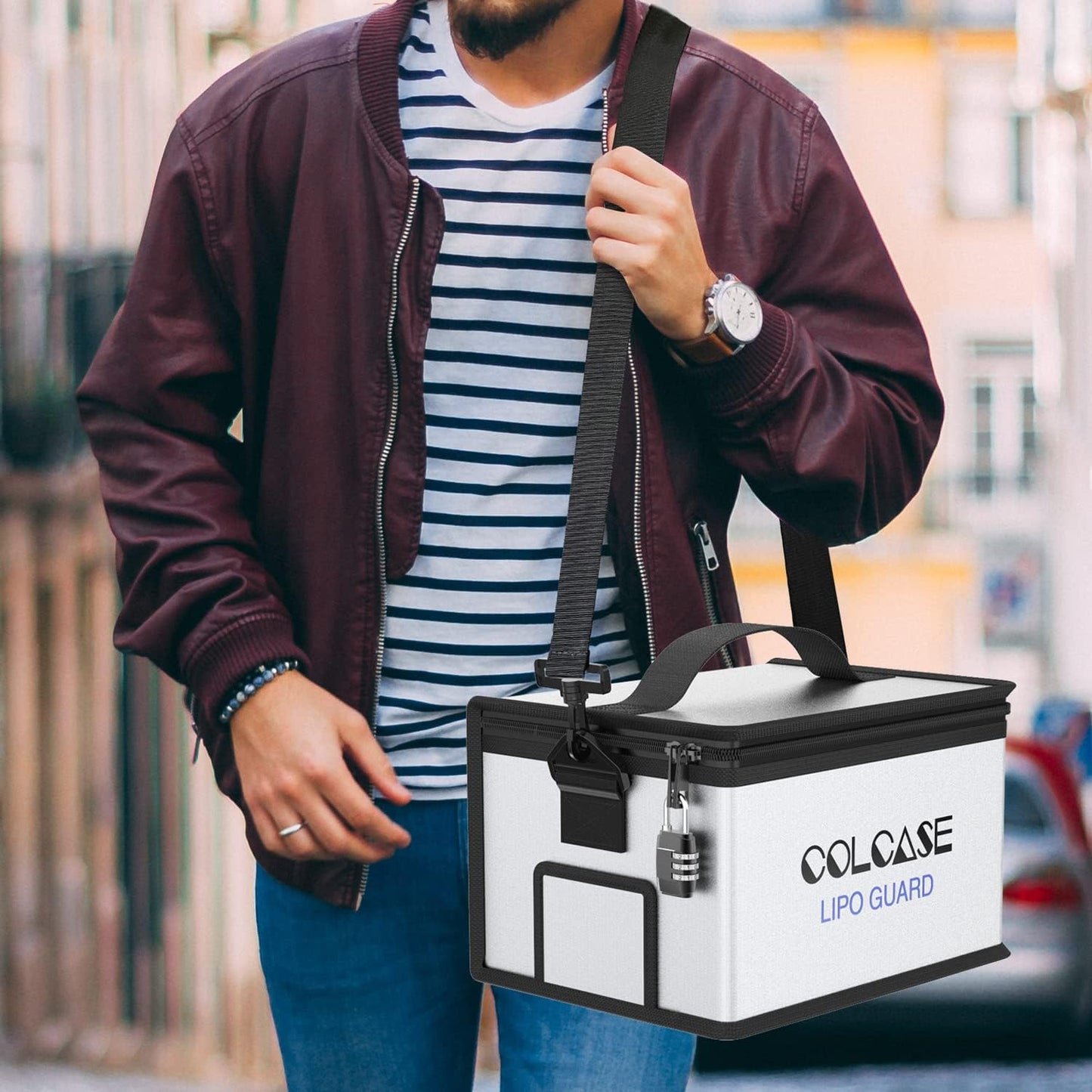 COLCASE Lipo Safe Bag - Fireproof & Explosionproof, Combination Lock, Upgraded Silicone Coated, 11 x 8 x 6.5 in