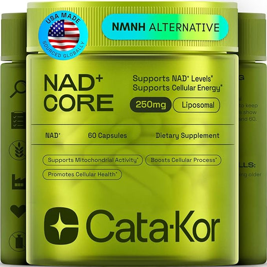 NMNH Supplement Alternative - Liposomal NAD CORE 250mg - 30-Day Supply - High Purity NAD Supplement for Healthy Aging, Energy - 60 Capsules