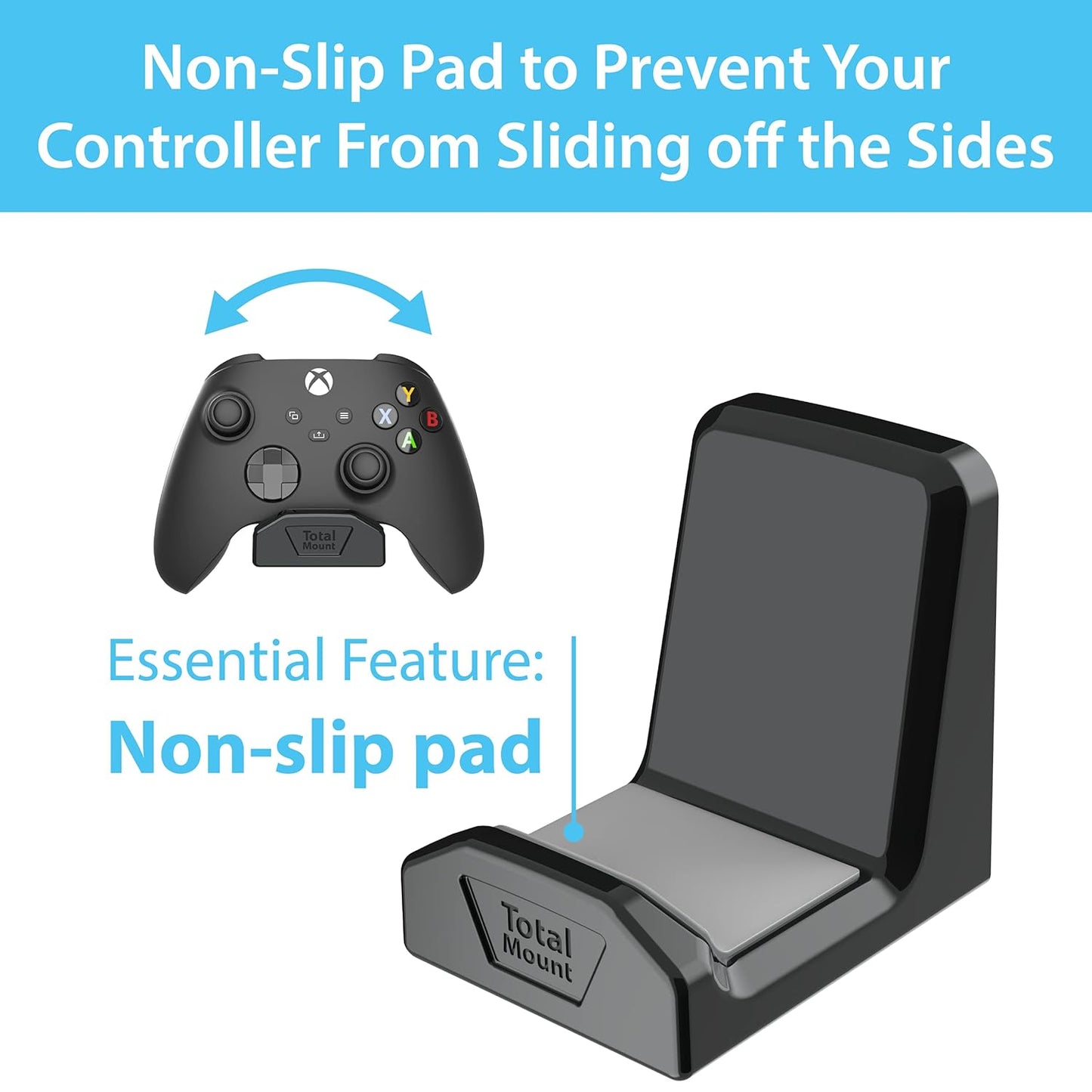 TotalMount Controller Wall Stand (1 Pack) with Non-Slip Pad & Removable Adhesive for Xbox, PS5, PS4, and Nintendo – This Premium Holder Won’t Damage Your Wall with Screws or Permanent Adhesive
