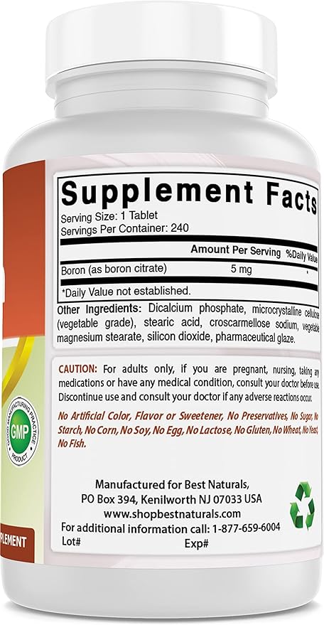 Best Naturals Boron Supplements 5 mg 240 Tablets (240 Count (Pack of 3))