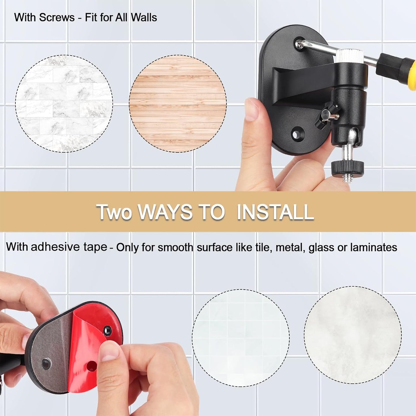 ALERTCAM 2Pack Adjustable Security Wall Mount Bracket for Stick Up Cam & Outdoor Cam Plus, Perfect View Angle for Your Surveillance Camera System - Black