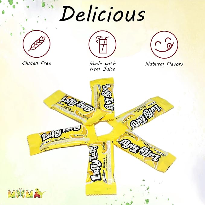 Gluten-Free Mima's Summer Mega Sale Candy - (2LB) Banana Deliciously Stretchy Candy for Thanksgiving, Snacking and Sharing - Taffy Treats Individually Wrapped