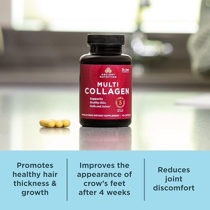 Ancient Nutrition Collagen Peptides Pills, Hydrolyzed Multi Collagen Supplement, Types I, II, II, V & X, Supports Healthy Skin and Nails, Gut Health and Joints, 90 Capsules
