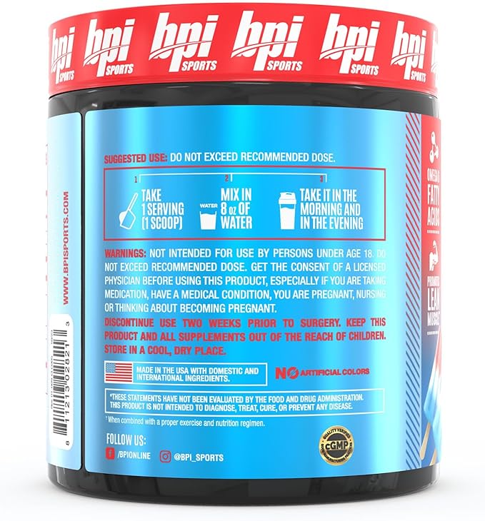 BPI Sports CLA+Carnitine – CLA L Carnitine & Linoleic Acid – L Carnitine Supplement for Weight Loss, Metabolism & Lean Muscle – Caffeine Free – Rainbow Ice – 50 Servings – 12.34 oz