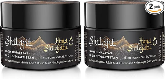 Shilajit Pure Himalayan Shilajit Resin - Gold Grade 100% Pure Shilajit with Fulvic Acid & 85+ Trace Minerals Complex for Energy & Immune Support, Pack of 2 (4 Months Supply)