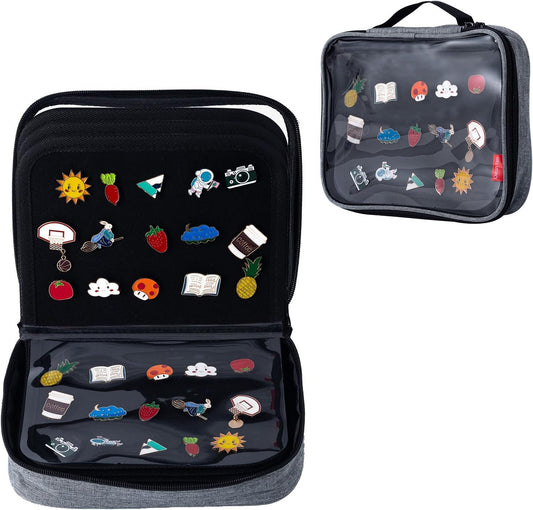 Enamel Pin Display Book, Small Collections Or Travel Pin Trading Book, Pin Collector Display Bag,6-Page Lapel Pin Display Board,For Sports Pins,Memorial Pins, Pin Display Case (Silver Grey)