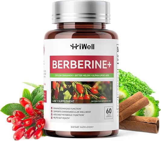 Berberine with Ceylon Cinnamon | Support Blood Sugar, Cholesterol Health & Immune* | Gluten-Free, Non-GMO & Vegan Berberine Supplement | 60 Capsules