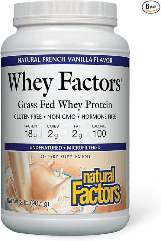 Natural Factors Whey Factors, French Vanilla, 2-Pound (Pack of 6)