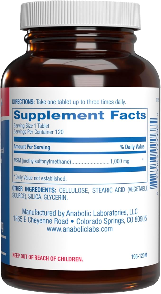 Methylsulfonylmethane MSM Supplement 1000mg - High Strength Soft Tissue & Joint Support Supplement with MSM from OptiMSM - Vegetarian Non-GMO & Made in the USA in cGMP Facilities - 60 Servings