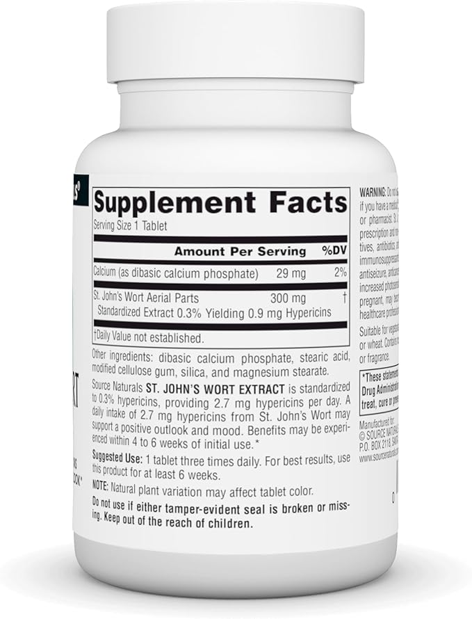 Source Naturals St. Johns Wort Extract 300 mg Supports a Positive Mental Outlook - 120 Tablets