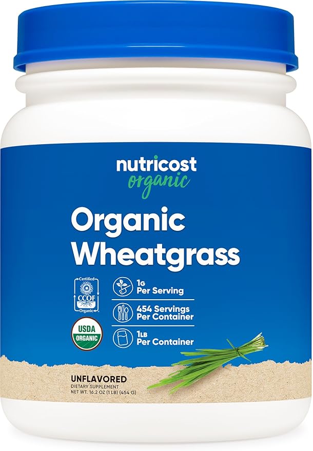 Nutricost Organic Wheatgrass Powder 1 LB - Non-GMO Superfood