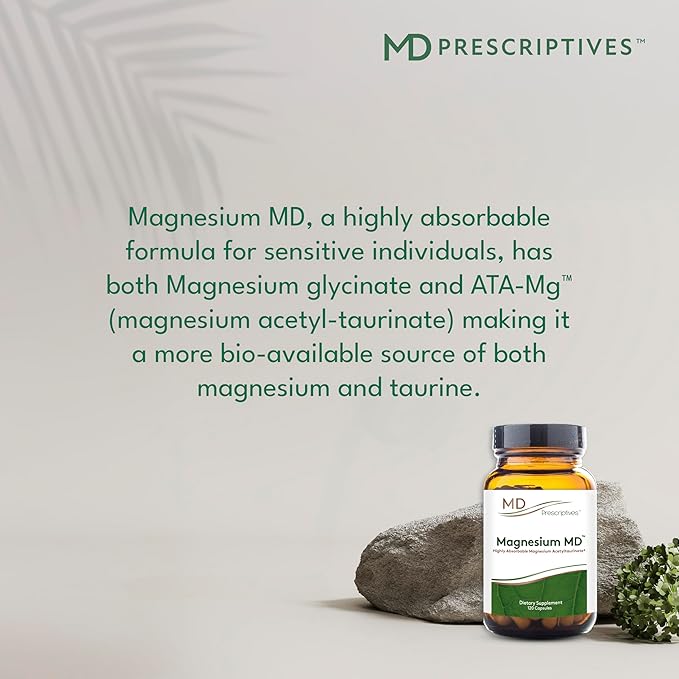 Magnesium MD - Highly Absorbable Dietary Magnesium Supplement with Glycinate & Acetyl Taurinate - 120 Capsules