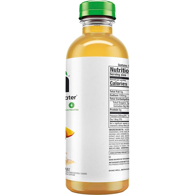 Bai Antioxidant Infused Water Beverage, Malawi Mango, with Vitamin C and No Artificial Sweeteners, 18 Fluid Ounce Bottle, 12 Pack