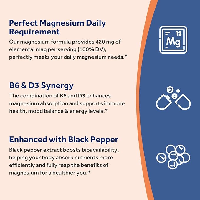 Doctor’s Recipes Magnesium Glycinate 420mg with Vitamin B6 & D3 | Enhanced Absorption with Black Pepper | Supports Nerve, Sleep & Heart Health | Non-GMO, 90 Vegan Capsules