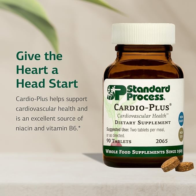 Standard Process Cardio-Plus - Antioxidant Support - Heart Health, Circulation & Blood Flow Supplement with Vitamin B6, Niacin & Riboflavin - Energy Metabolism Supplement - 90 Tablets