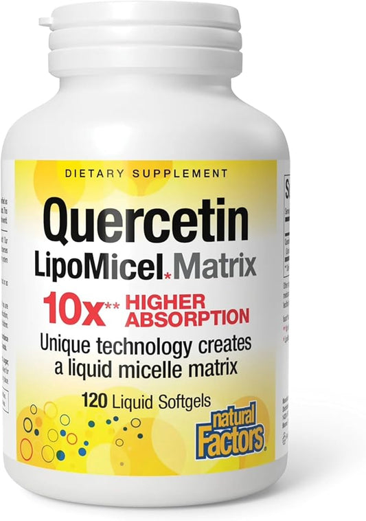 Natural Factors Quercetin LipoMicel Matrix for Superior Absorption, 120 Softgels