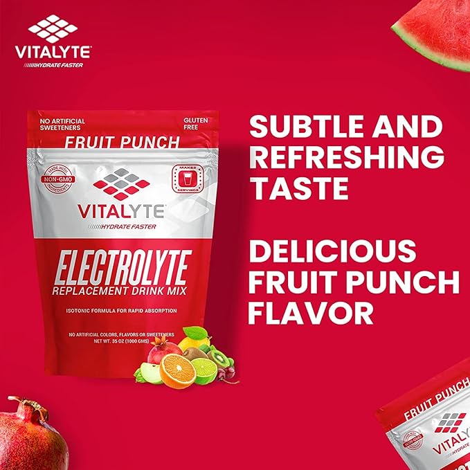 Vitalyte Electrolyte Powder Drink Mix, Isotonic Electrolyte Hydration Mix, Case Pack (6 Pack, Fruit Punch)