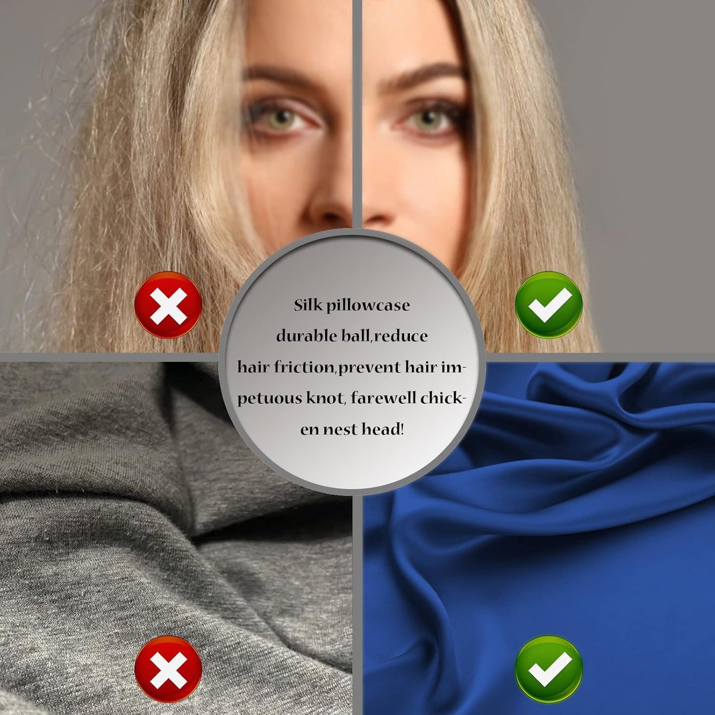 Natural Mulberry Silk Pillowcase for Hair and Skin Standard Size 20"X 26" Silk Pillow Case with Hidden Zipper Soft Breathable Smooth Cooling Silk Pillow Covers for Sleeping(Royal Blue,Standard,1Pcs)