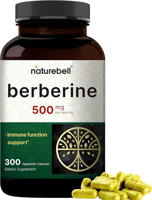 Berberine Supplement 500mg, 300 Veggie Capsules | 97% Pure Berberine HCL | 5:1 Root Extract | Supports Balanced Sugar Levels & Heart Health | Vegan, Non-GMO