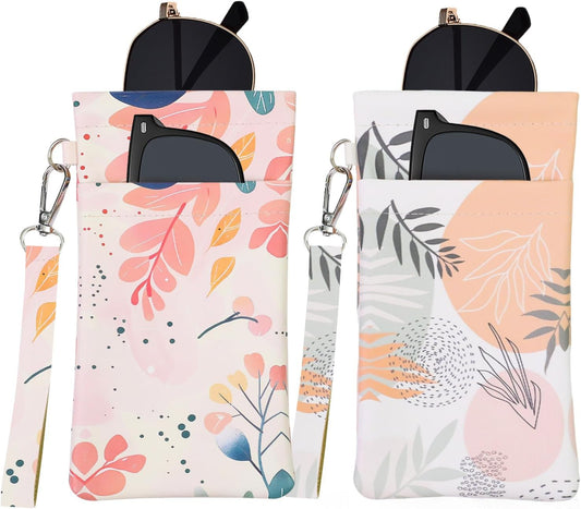 Double Eyeglass Case Soft Dual Glasses Case for Women Men Travel Squeeze Top Sunglasses Cases Eyeglasses Pouch