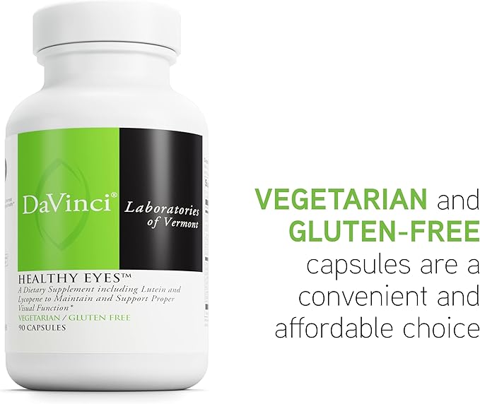 DAVINCI Labs Healthy Eyes - Dietary Supplement to Maintain Healthy Visual Function and Support Eye Health* - with Vitamins, Minerals, Lutein, Lycopene, Zeaxanthin and More - 90 Vegetable Capsules