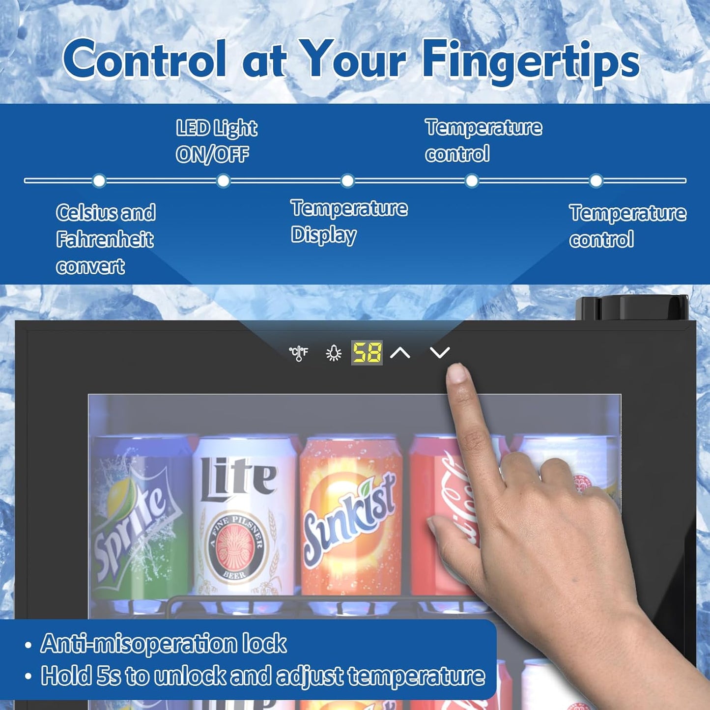 Beverage Refrigerator Cooler, 120 Can/3.2 Cu.Ft Mini Fridge with Glass Door and Electronic Temperature Control for Beer, Wine, Soda, Compact Drink Fridge for Home, Office, Bar