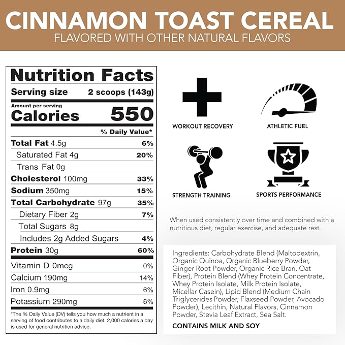 RIVAL NUTRITION Naturally Flavored Clean Gainer (5 lb, Cinnamon Toast Cereal)
