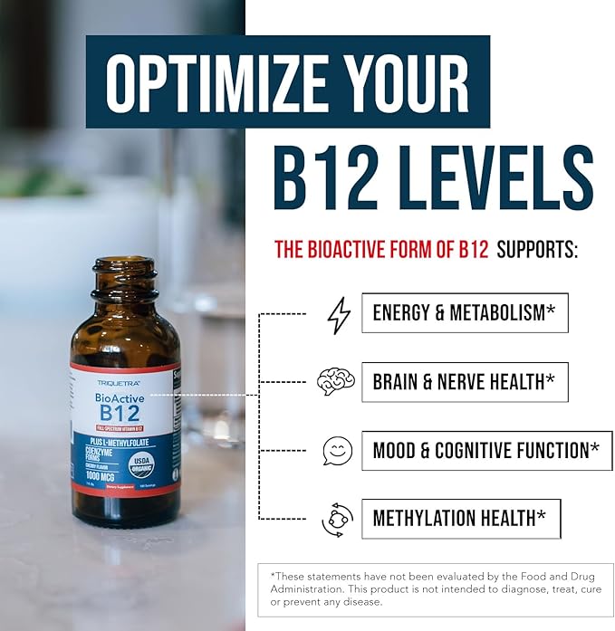 BioActive Vitamin B12 5000 mcg | Contains 3 BioActive Forms B12 Plus Methylfolate Cofactor - Methyl B12, Adenosyl B12 & Hydroxy B12 | Sublingual Form, Berry Flavor, Organic, Vegan (60 Servings)
