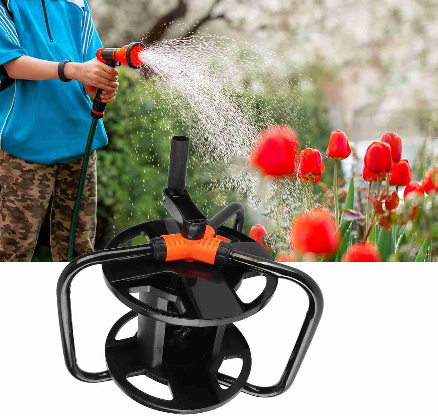 Water Hose Reel Cart, Portable Water Hose Reel Cart Pipe Storage Rack ABS Single Arm Tool for Garden Car Washing Watering