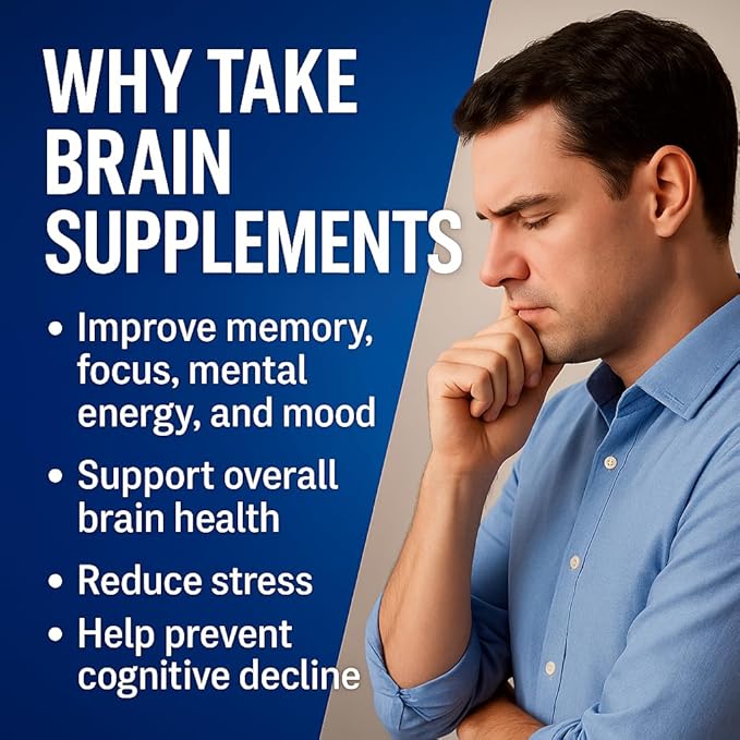 Ageless Brain Supplements for Memory and Focus & Cognitive Improvement | Nootropic Brain Supplement for Men & Women | Support Mental Clarity & Neuro Health | Including Vitamin B6, B12, 60 Capsules