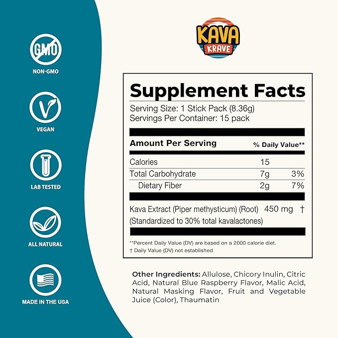 Citrus Berry Kava Drink Mix – 15 Pack for Natural Energy, Mood Support, Stress Relief & Nootropic Focus